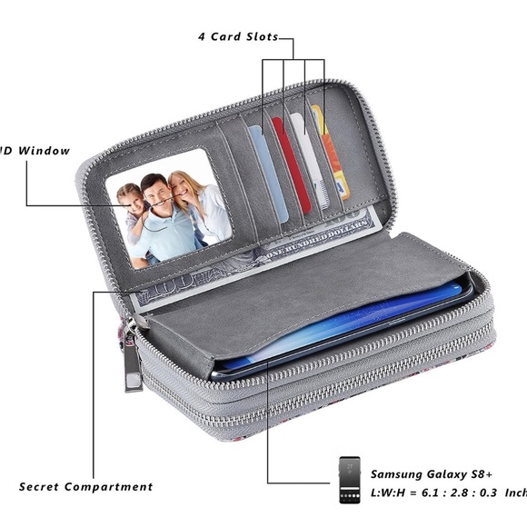 NWT Woman’s Cellphone Wallet with Dual Zipper & Removable Wristlet - Picture 3 of 12